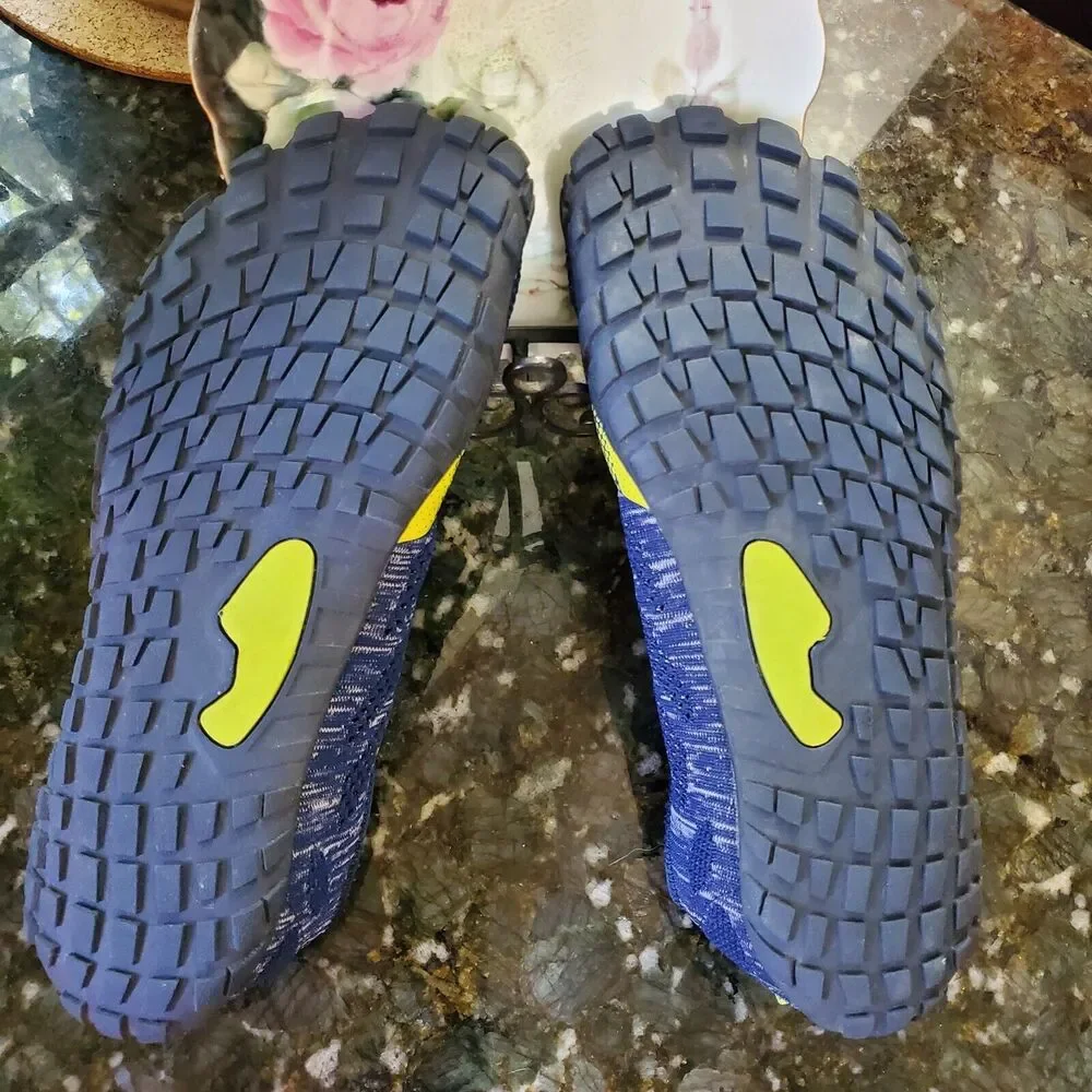 Troadlop‎ Men's Running Shoes Sz 14 Blu Yellow Aqua Water Hiking Camp Minimalist